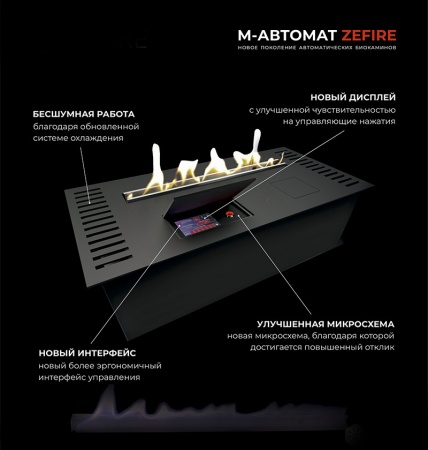 Автоматический биокамин ZeFire M 2200 шлифованный по цене 525 000 руб.